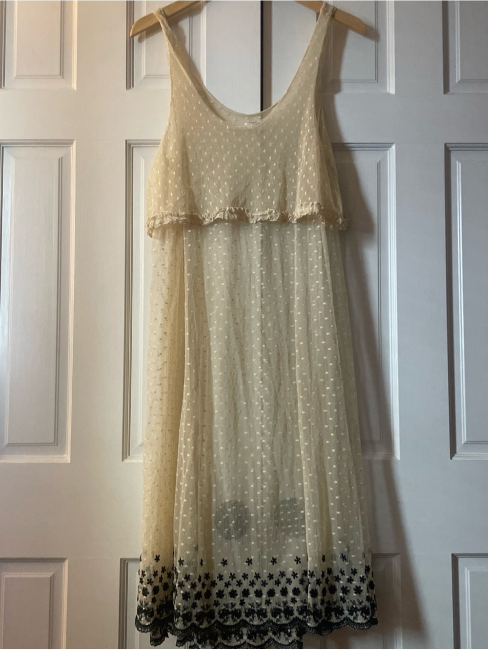 Free People Beige Mesh Sheer Dress Boho Women’s Size‎ large